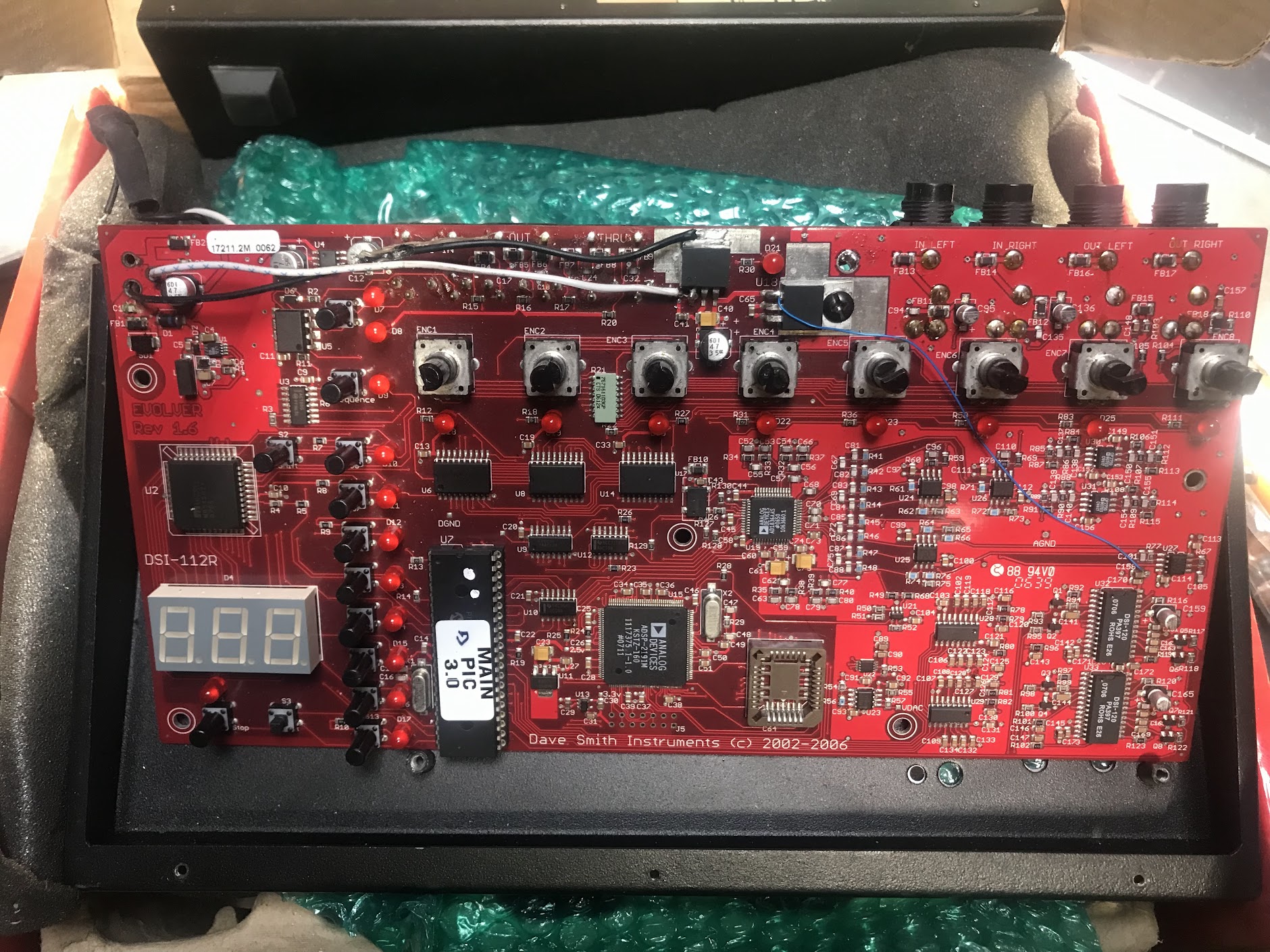 Dave Smith Evolver repair in progress at the Logarhythm workshop