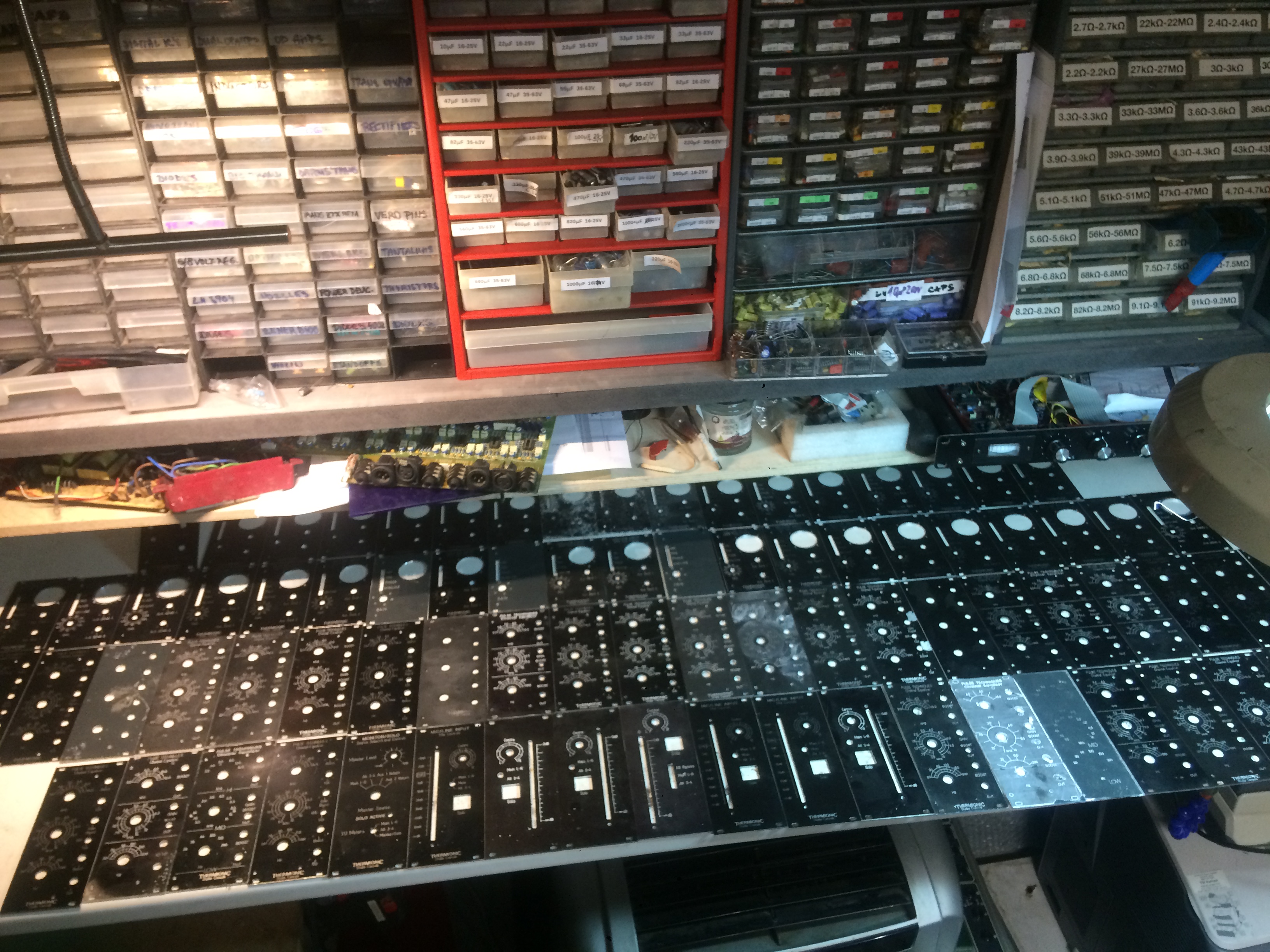 Studio-electronics repair and restoration at the Logarhythm workshop, Tottenham