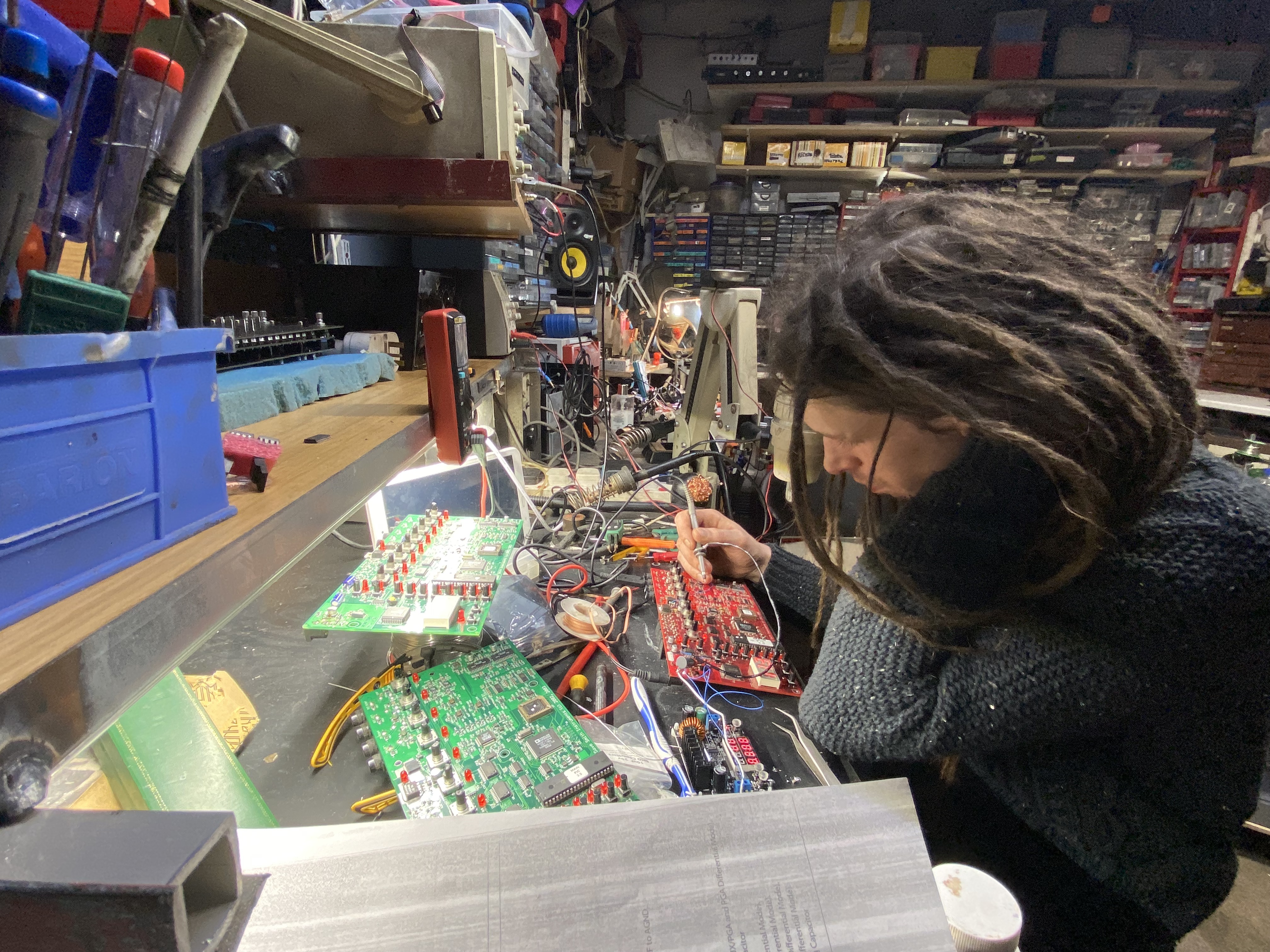Studio-electronics repair and restoration at the Logarhythm workshop, Tottenham